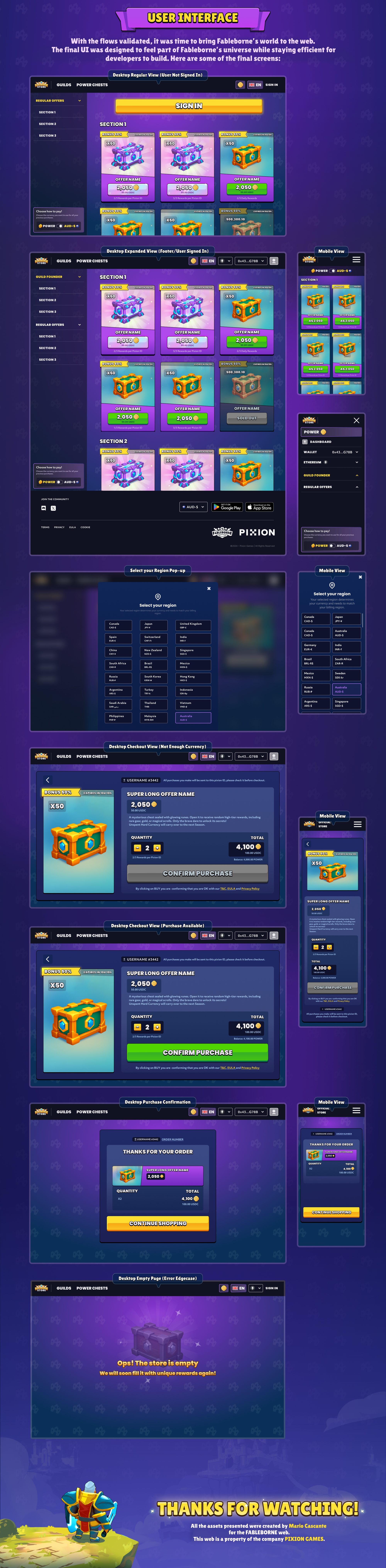 Fableborne Web UI/UX: User interface